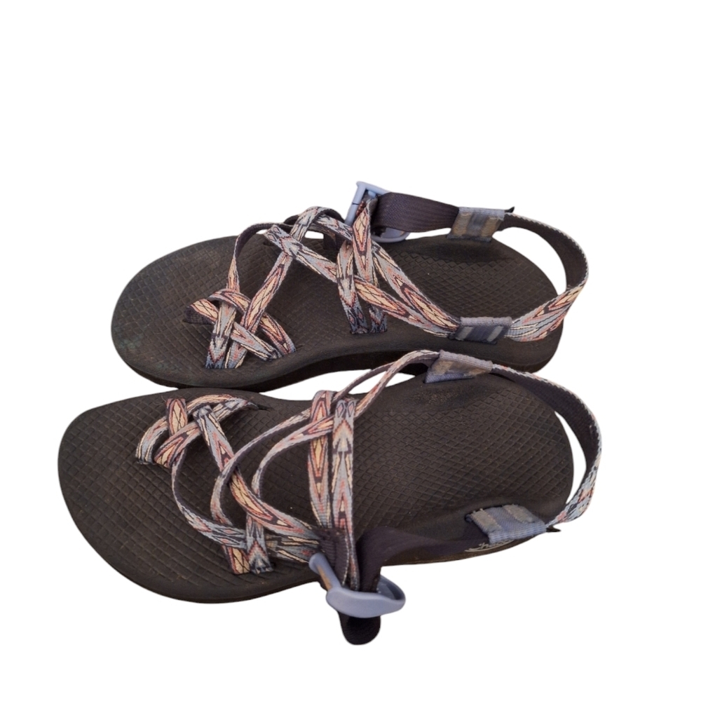 Women’s Strappy Outdoor Sandals in Black with Patterned Straps